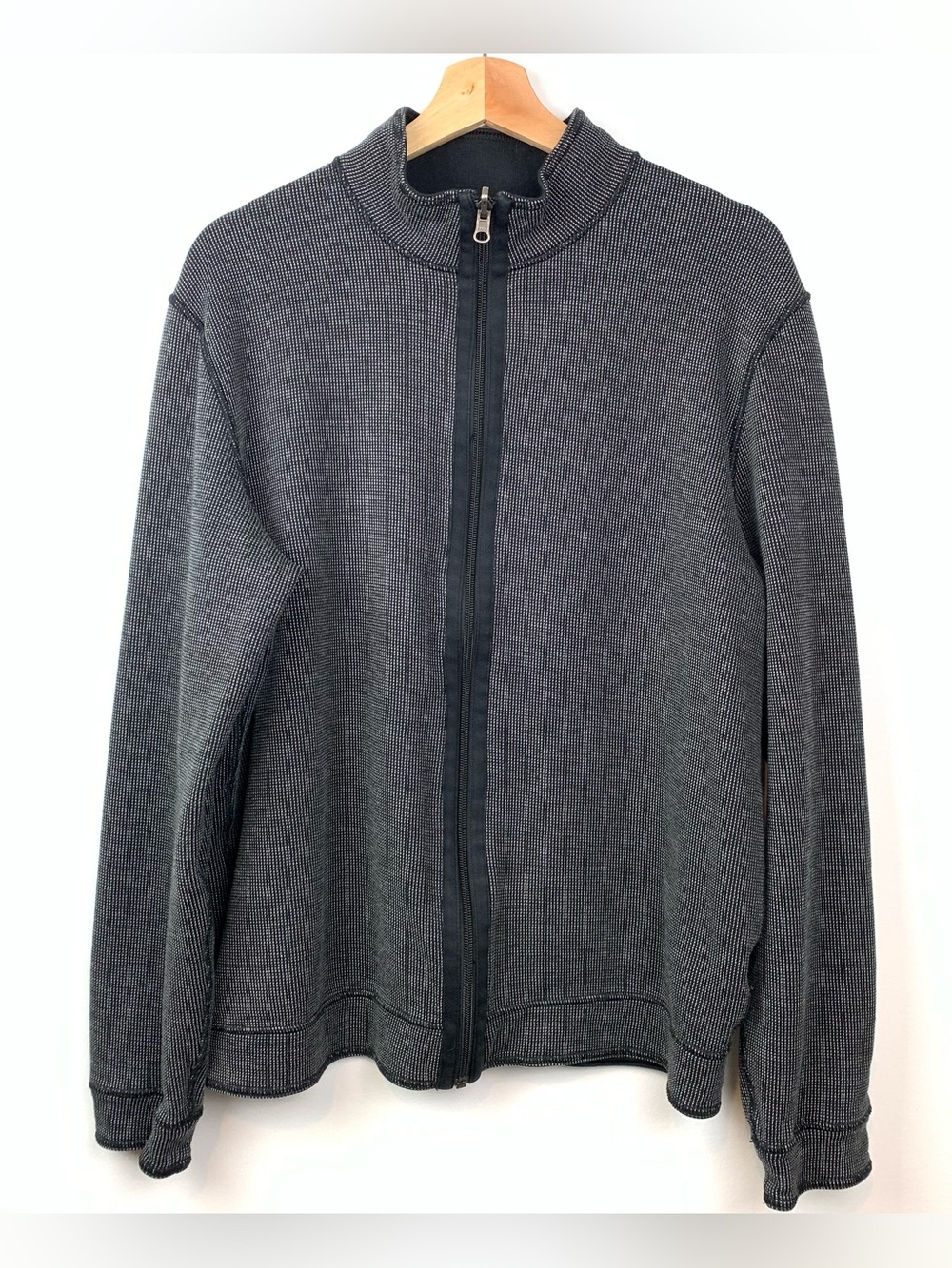 Hugo Boss Cardigan Jacket Zip Up Men’s Sz XL Black White Quiet Luxury Logo